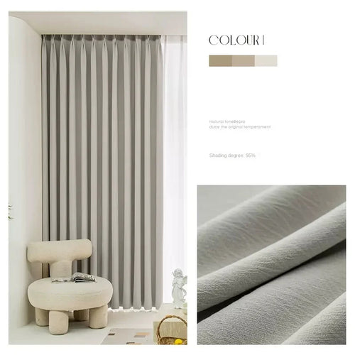Rideau occultant style minimaliste plissé pour salon chambre