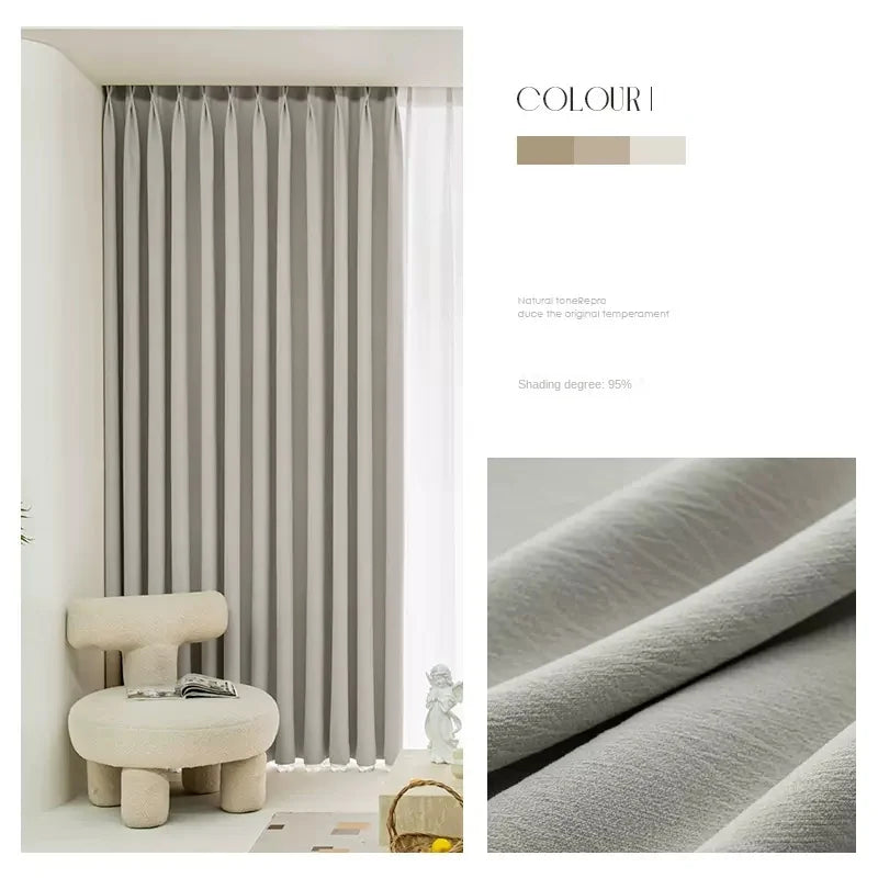 Rideau occultant style minimaliste plissé pour salon chambre