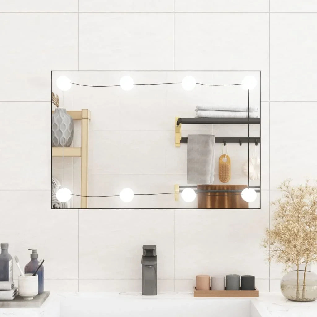 40x60 cm rectangular glass wall mirror with LED lights, home decoration wall Decker living room decoration - vue 1 sur 7