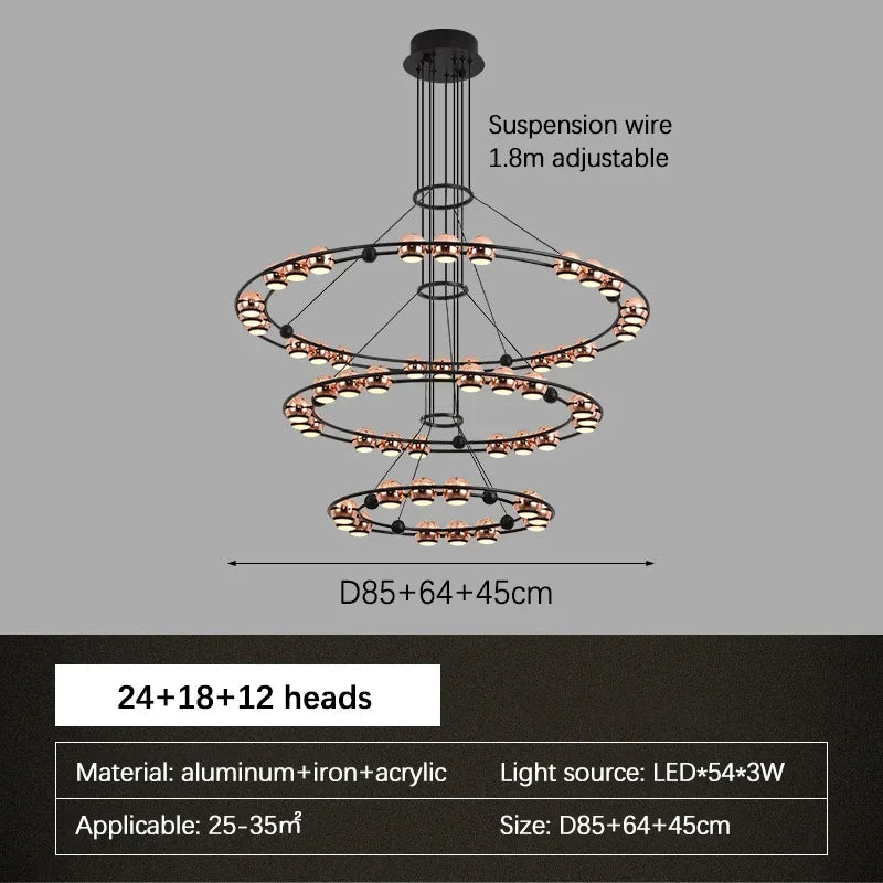 lustre led moderne en forme de haricot pour salon luxueux - vue 7 sur 13