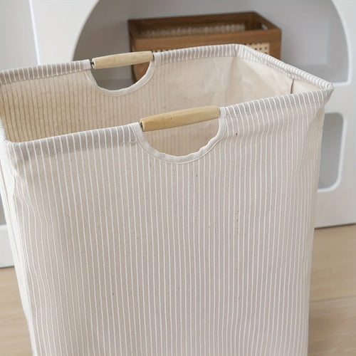 1pc Large Dual-handle Laundry Hamper, Dirty Clothes Hamper For Bedroom, Bathroom, Waterproof, Freestanding, Tall Laundry Basket - vue 6 sur 7