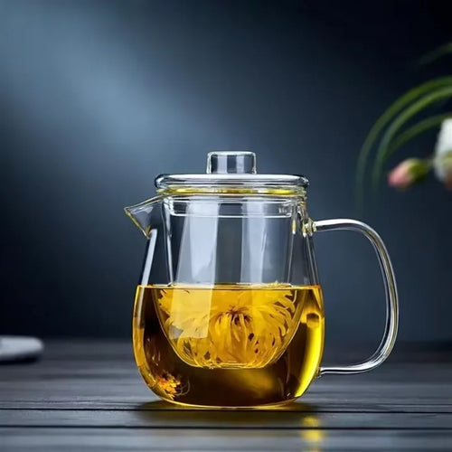 Theiere verre borosilicate avec infuseur couvercle resistante