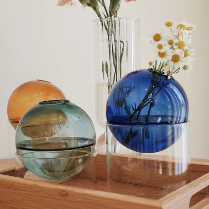 mini vase rond en verre pour décoration hydroponique écologique - vue 2 sur 18