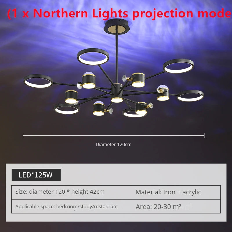 lustre led d'aurores boréales en cristal luxueux suspendu au plafond - vue 10 sur 16