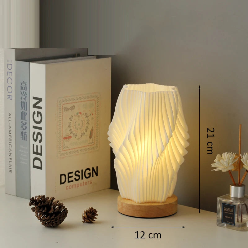 Lampe à poser Abat-jour imprimé en 3D de Style crème française - vue 9 sur 14