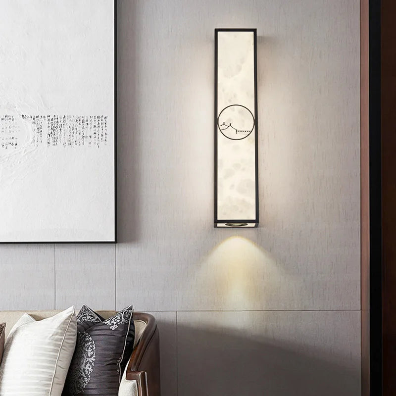 lampe décorative rétro en cuivre et marbre naturel led luxe - vue 4 sur 8