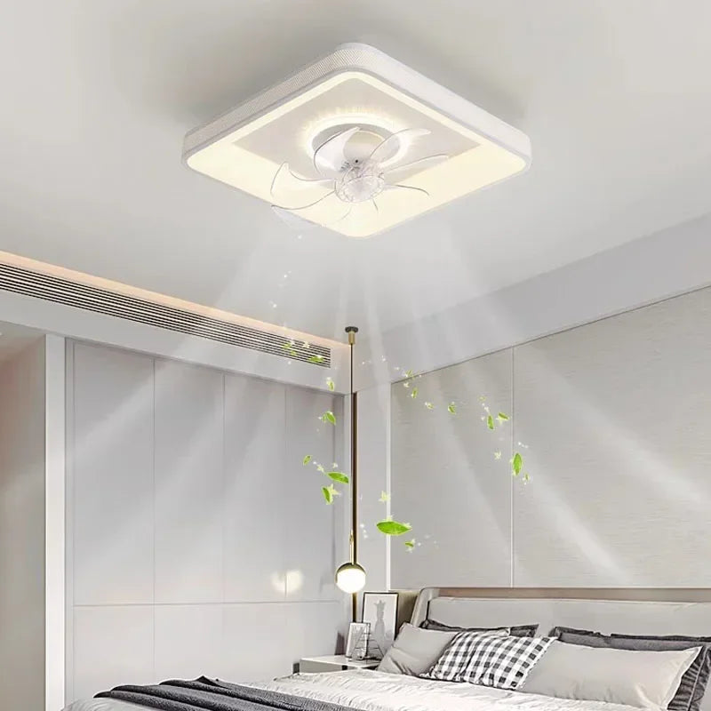 plafonnier moderne à leds avec ventilateur et télécommande - vue 3 sur 14