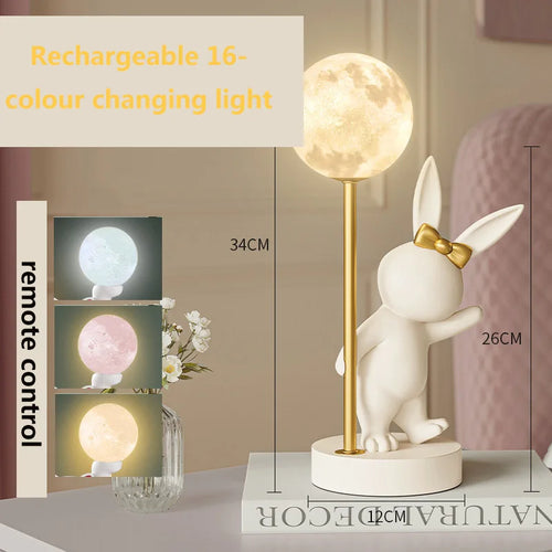 Lampe de Table en forme de lapin rose nordique - vue 13 sur 16