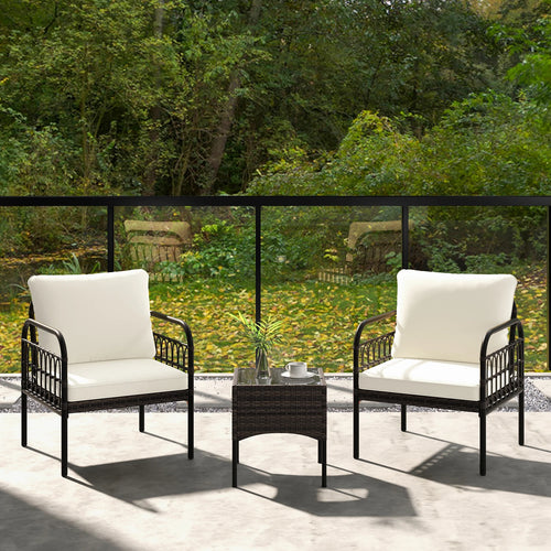 ensemble de fauteuils en rotin pour jardin avec table et coussins