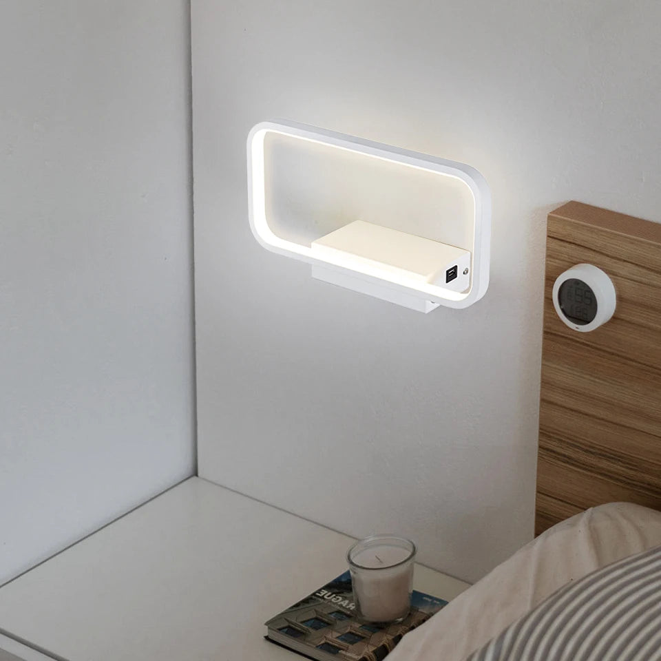 applique murale moderne tactile avec variateur et charge usb sans fil - vue 5 sur 10