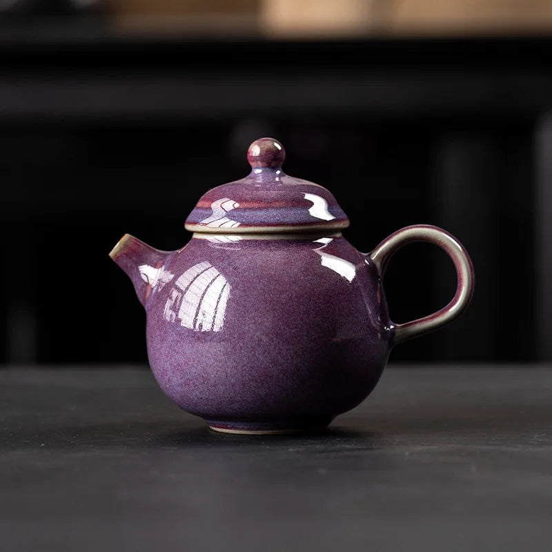 Théière artisanale ru kiln avec infuseur puer - vue 5 sur 7
