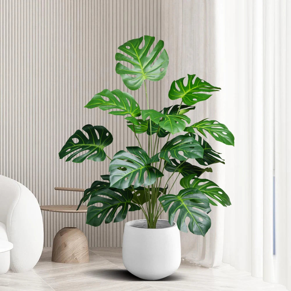 palmier artificiel 18 feuilles grandes plantes monstera décoratif pour intérieur - vue 3 sur 6