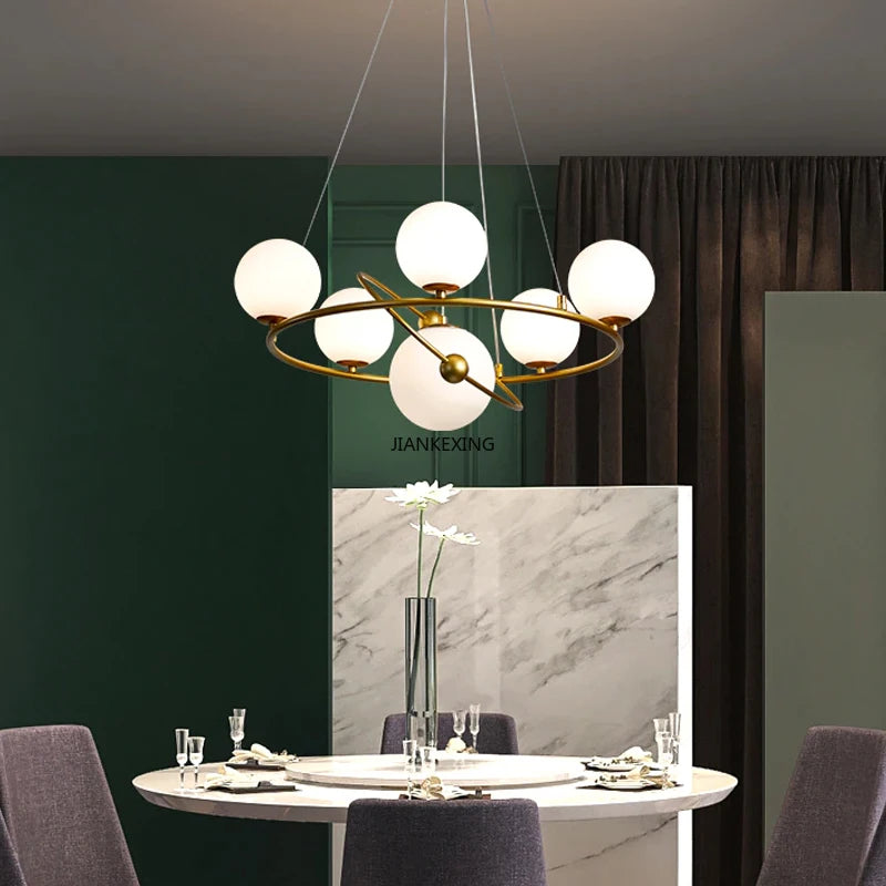 Minimalist glass LED pendant for interior decoration - vue 3 sur 9