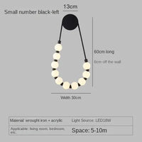 Modern Decorative Art Necklace LED Wall Lamp White Acrylic Ball Lamp for Living Room, Sofa, Bedside, Corridor