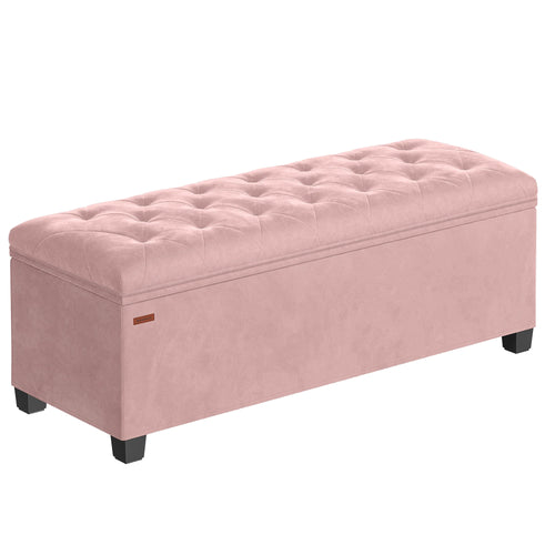 SONGMICS Stool with Storage Space, Bench with Legs, 40 x 110 x 40 cm Footstool, Storage Box, Maximum Load 300 kg