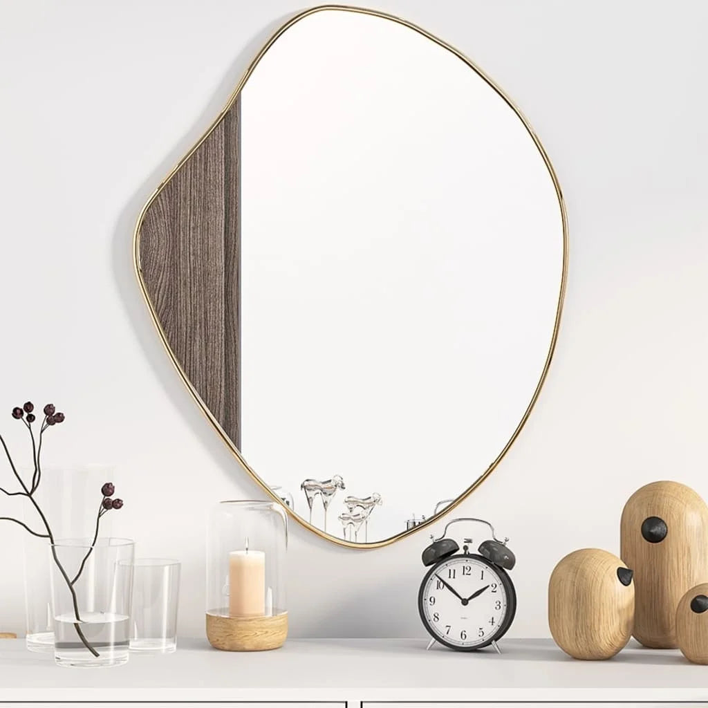 miroir mural élégant en finition dorée design contemporain - vue 8 sur 7