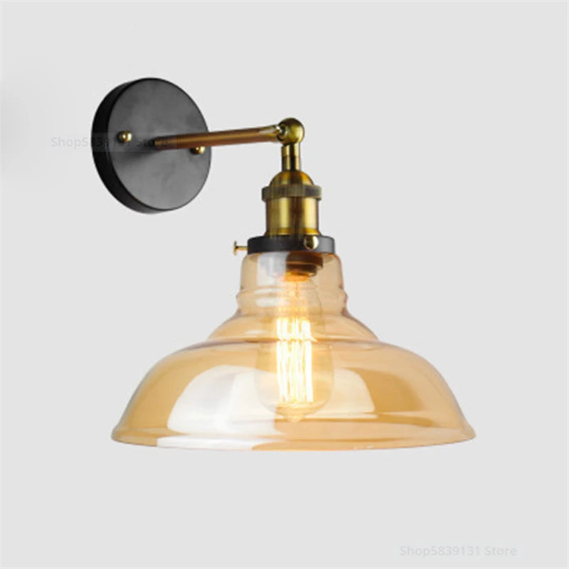 applique murale industrielle vintage style loft en fer et verre