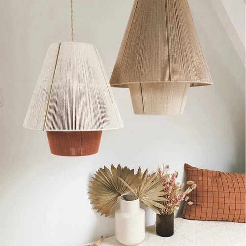 Lustre rétro japonais en corde de chanvre tissée - vue 4 sur 10