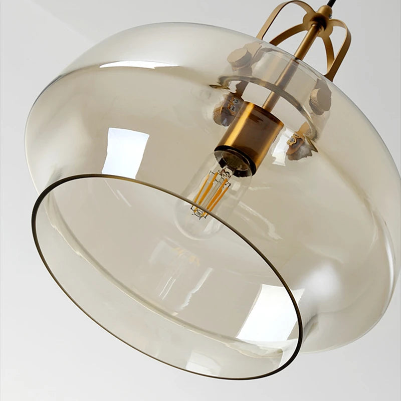 suspension nordique en verre avec leds moderne - vue 6 sur 9
