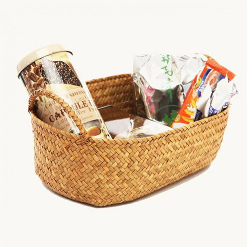 paniers de rangement en rotin et paille tressée pour plantes et objets divers - vue 5 sur 11
