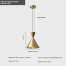 Modern and Minimalist Master Bedroom Bedside Pendant Light, Personalized and Luxurious All Copper Walnut Bar Hanging Line Light