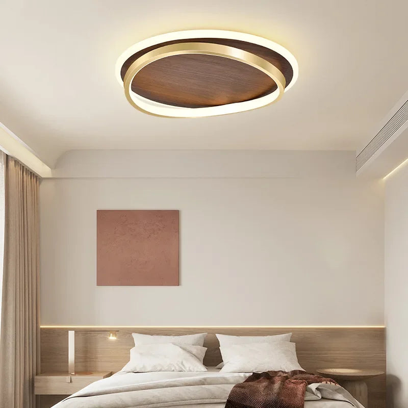 Plafonnier moderne couleur noyer led intérieur maison décor