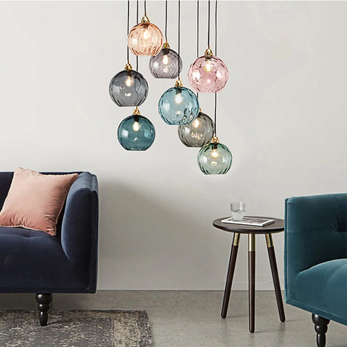 lustre en verre coloré lumineux pour restaurant