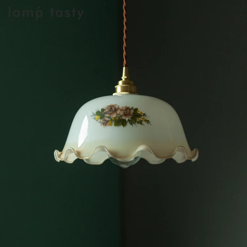 suspension vintage en verre fleur led pour intérieur
