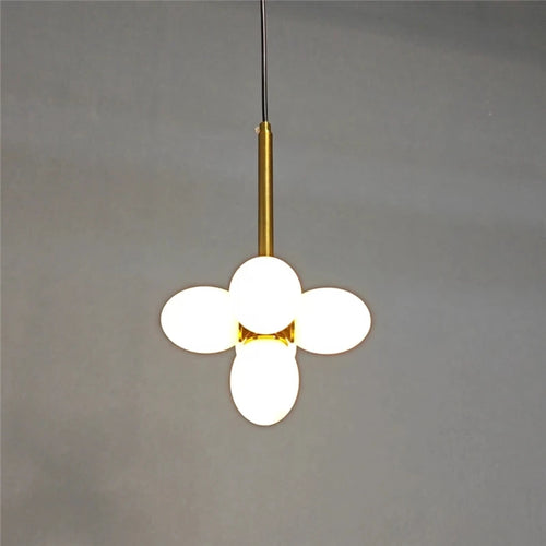 Minimalist glass egg-shaped chandelier for modern lighting - vue 2 sur 9