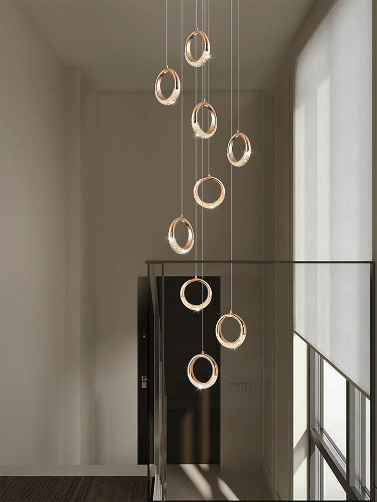lustre à led design moderne pour éclairage suspendu élégant - vue 5 sur 14