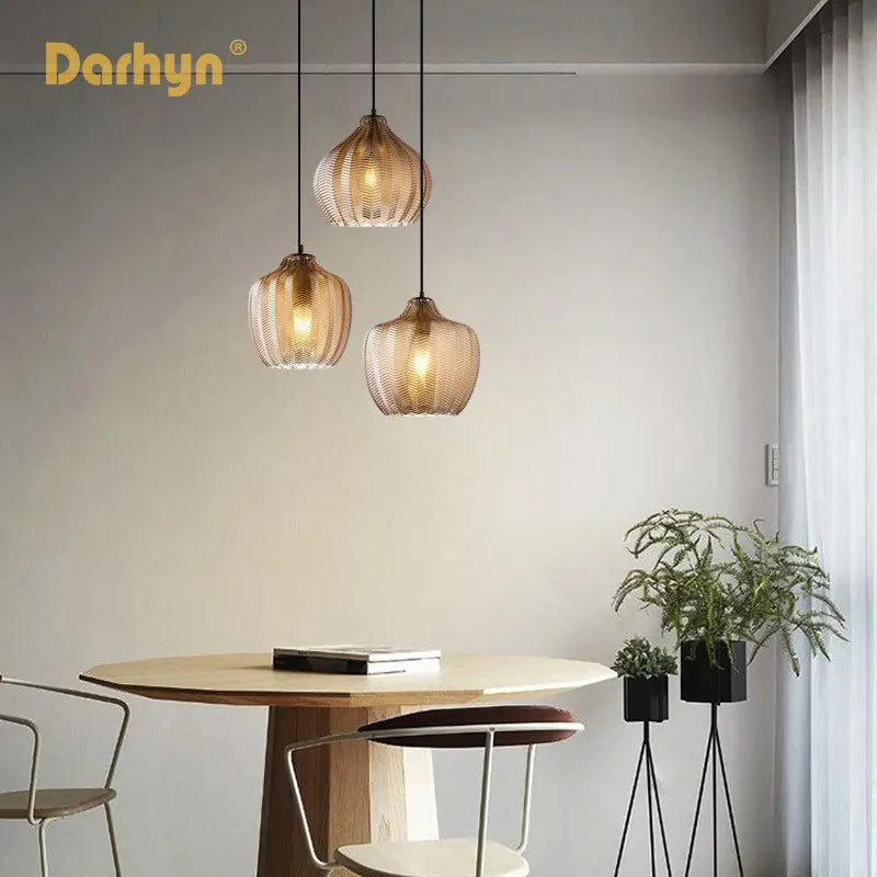 Lampe led suspendue verre design moderne - vue 3 sur 14