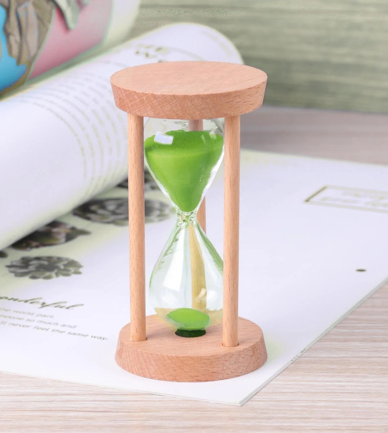 sablier en bois minuterie décorative pour enfants et anniversaires - vue 11 sur 12