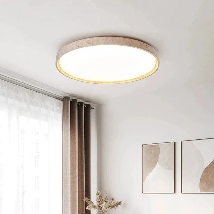 plafonnier Led en pierre Downlight monté en Surface rétro luminaires noyer bûche bois couleur chambre salon grande lumière - vue 5 sur 13