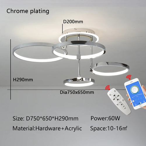 Plafonnier doré à anneaux led moderne - vue 10 sur 10