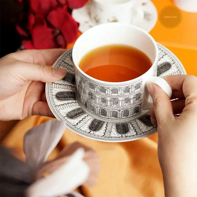 tasse cafe porcelaine motif animal style europeen dore