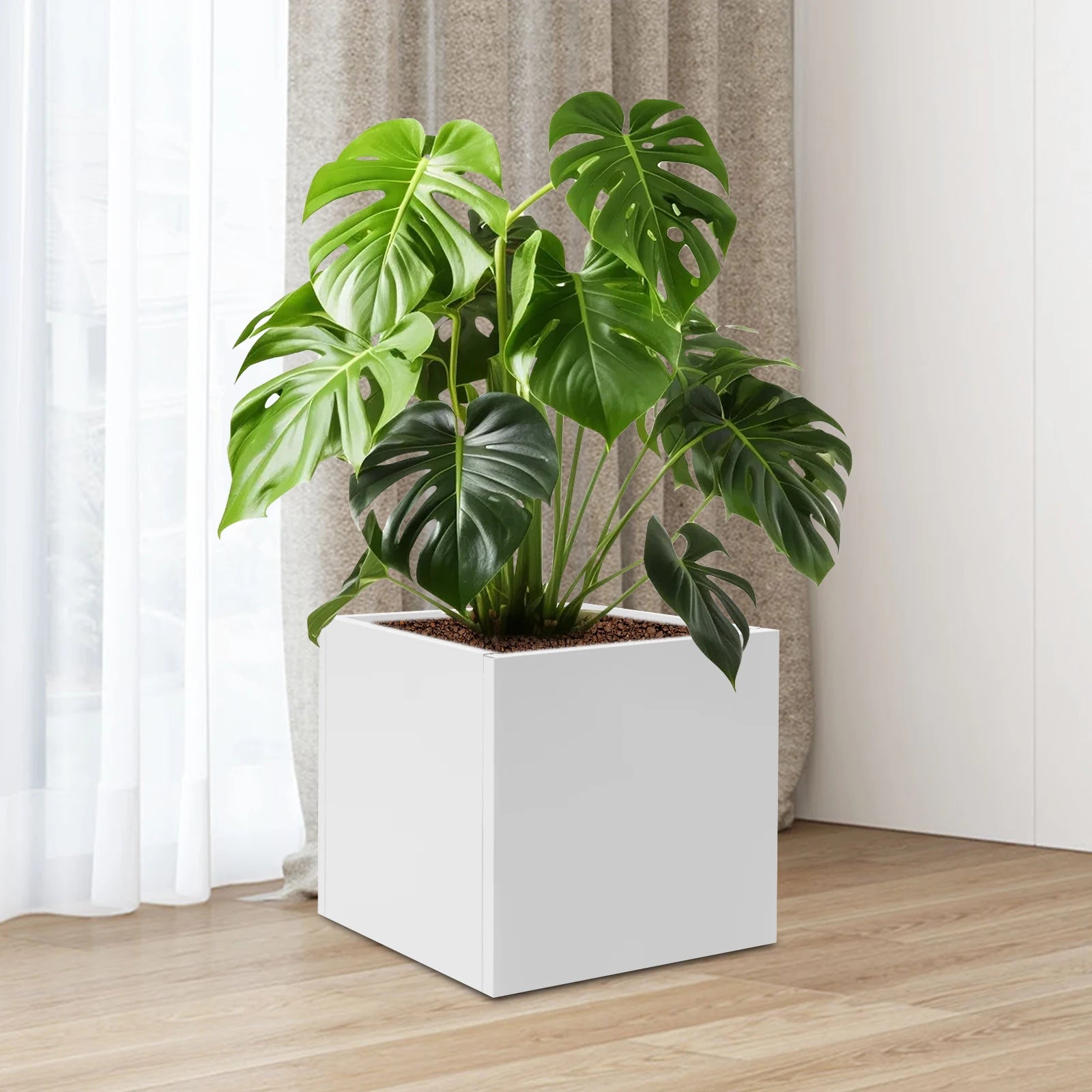 jardinière carrée en métal pour plantes intérieures et extérieures - vue 7 sur 7