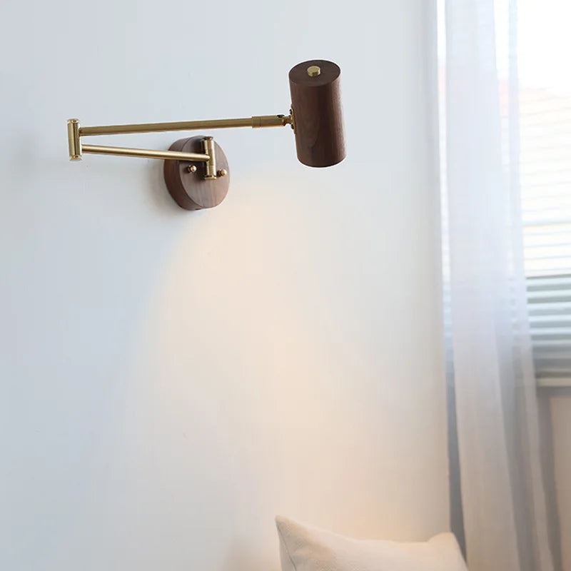 applique murale wabi-sabi à bras long pivotant avec interrupteur