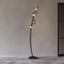 lampadaire design en cuir italien avec boule en verre