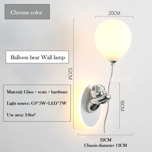 applique murale ours doré en verre lampe LED décoration chambre enfant - vue 9 sur 16