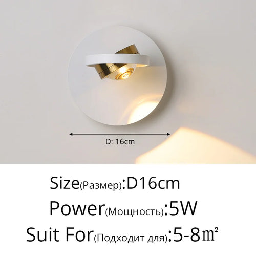 Rotatif 	 moderne applique murale LED lampes noir blanc salon TV fond applique allée lumières projecteur éclairage intérieur décor à la maison - vue 14 sur 16