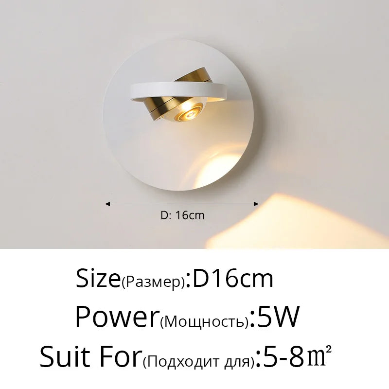 Rotatif 	 moderne applique murale LED lampes noir blanc salon TV fond applique allée lumières projecteur éclairage intérieur décor à la maison - vue 14 sur 16