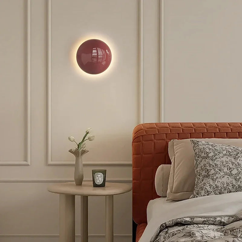Applique murale led ronde nordique en métal décorative d'intérieur