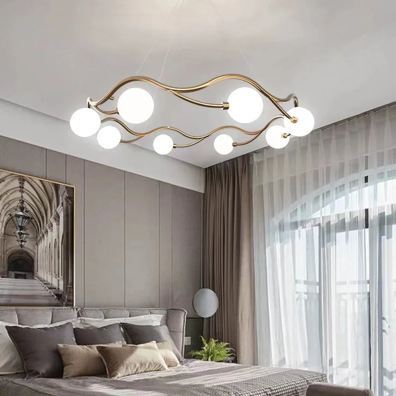 Luxe Or LED Lustre Maison Enfants Salon Salle à manger Chambre Restaurant Suspension Intérieur Lampes Décoratives - vue 4 sur 8