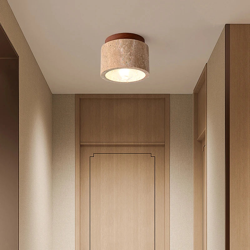 Plafonnier spot décoratif japonais Wabi Sabi rétro moderne jaune grotte pierre crème vent couloir couloir hall balcon