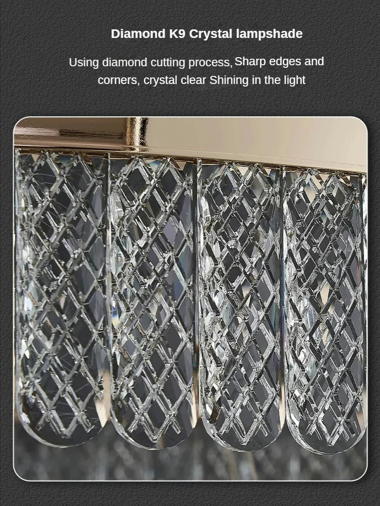 lustre sandyha moderne créatif anneau de luxe en cristal - vue 5 sur 11
