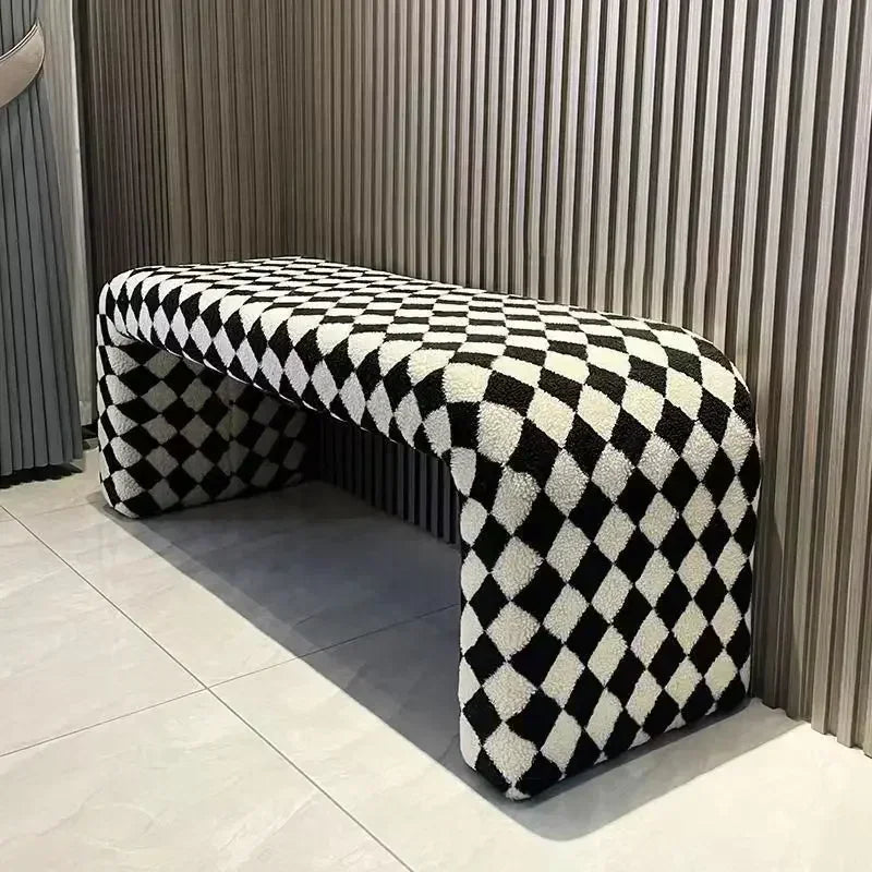 Nordic minimalist changing bench creative checkerboard furniture