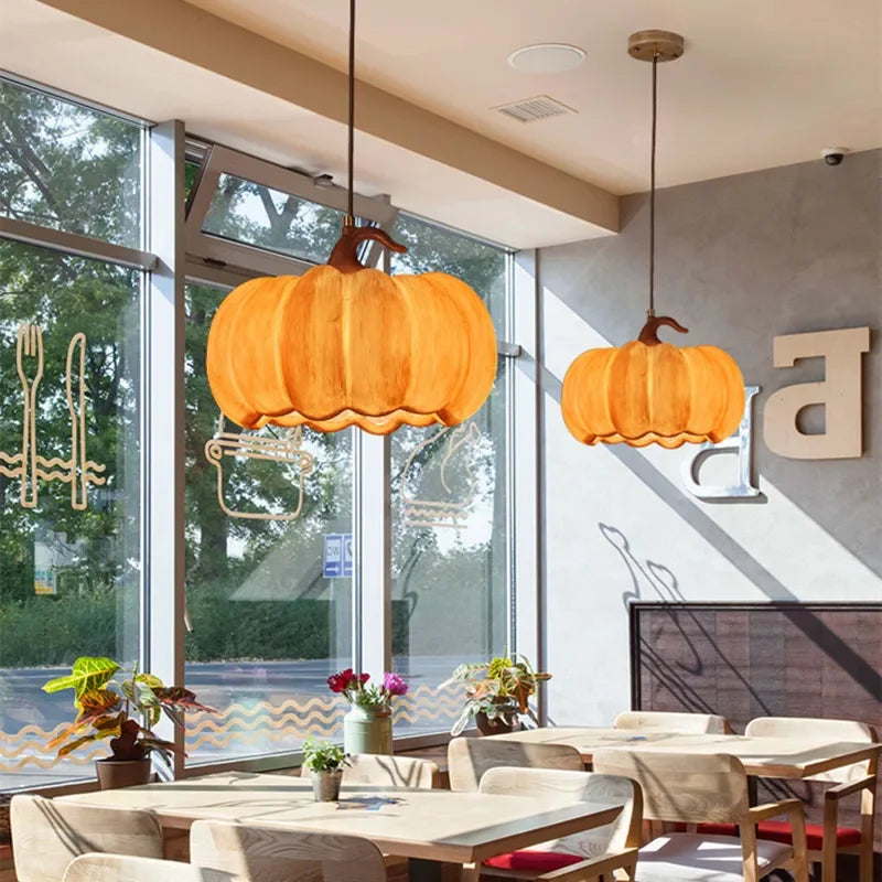 Designer Restaurant Island LED Chandelier Retro Resin Pumpkin Lamp Bedroom Wabi Sabi Pendant Lamps Home Decoration Light Fixture - vue 4 sur 18