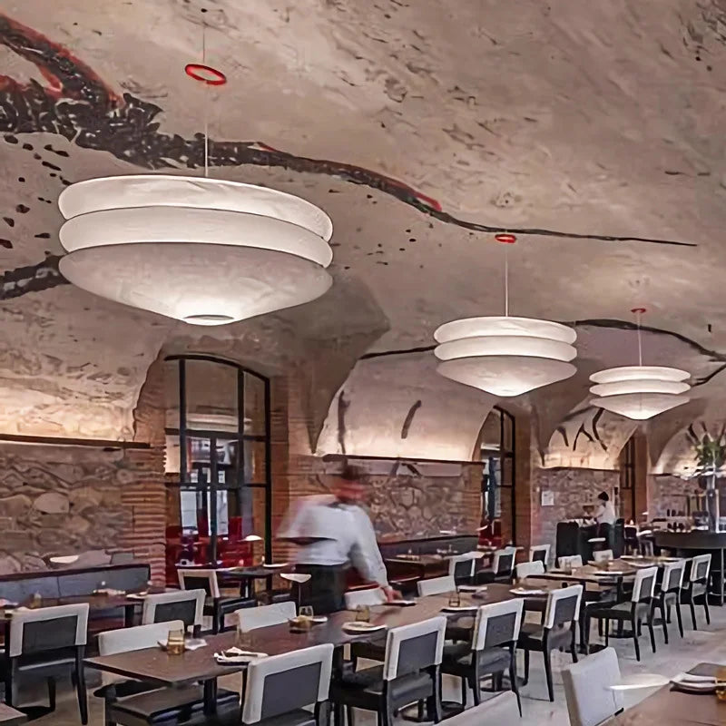 lampe suspendue wabi sabi en papier japonais pour restaurants et boutiques - vue 4 sur 12
