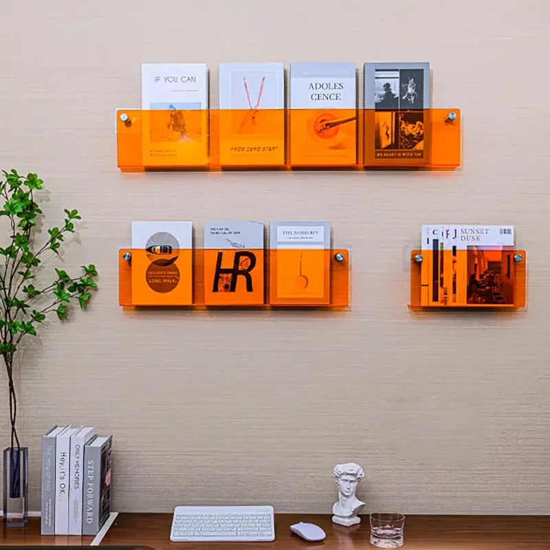 étagère murale flottante en acrylique porte-revues et organisateur de littérature - vue 5 sur 52