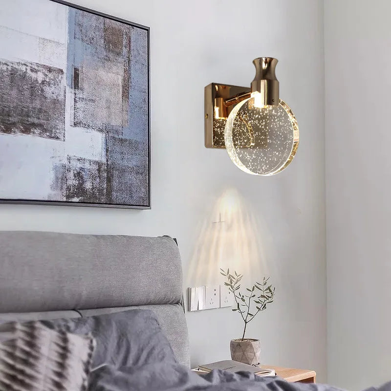 applique murale led de luxe en cristal décorative et veilleuse - vue 2 sur 8